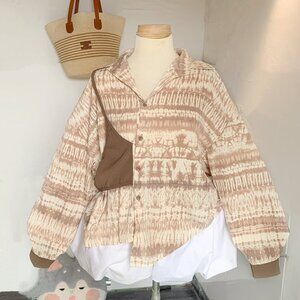Boho Tie Dye Shacket Oversized Button Up
